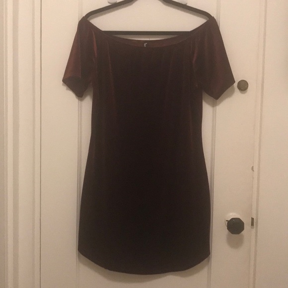 Bordeaux Wine Velvet Off Shoulder Dress Plus Size